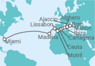 Reiseroute der Kreuzfahrt  Frankreich, Spanien, Portugal - Seabourn