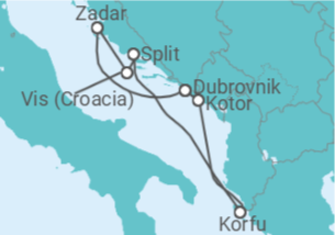 Reiseroute der Kreuzfahrt  Montenegro, Griechenland, Kroatien - Seabourn
