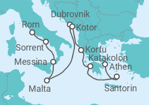 Reiseroute der Kreuzfahrt  Frankreich, Spanien, Italien - Oceania Cruises