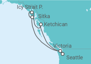 Reiseroute der Kreuzfahrt  Alaska - Oceania Cruises