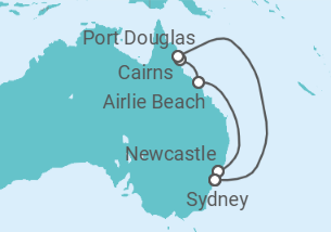 Reiseroute der Kreuzfahrt  Australien - Celebrity Cruises