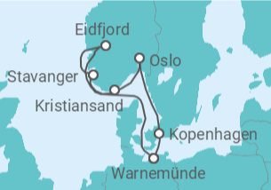 Reiseroute der Kreuzfahrt  Norwegen, Dänemark Alles Inklusive - MSC Cruises