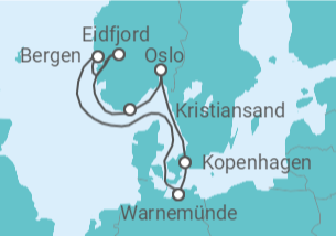 Reiseroute der Kreuzfahrt  Eindrucksvolle Fjordwelt - MSC Cruises