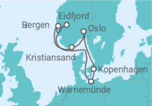 Reiseroute der Kreuzfahrt  Eindrucksvolle Fjordwelt - MSC Cruises