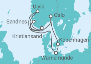 Reiseroute der Kreuzfahrt  Norwegen, Dänemark Alles Inklusive - MSC Cruises