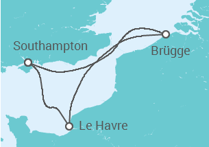 Reiseroute der Kreuzfahrt  BELGIUM AND FRANCE - PO Cruises