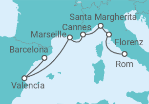 Reiseroute der Kreuzfahrt  Italien, Frankreich, Spanien - Royal Caribbean