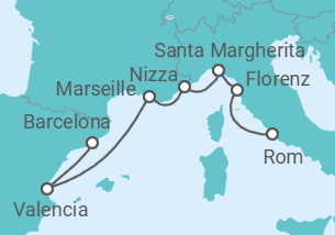 Reiseroute der Kreuzfahrt  Italien, Frankreich, Spanien - Royal Caribbean