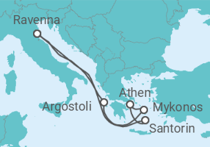 Reiseroute der Kreuzfahrt  Griechenland - Royal Caribbean