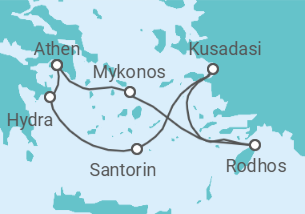 Reiseroute der Kreuzfahrt  Magie & Mythen - Celebrity Cruises
