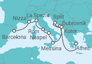Reiseroute der Kreuzfahrt  Kroatien, Montenegro, Italien, Frankreich - Celebrity Cruises