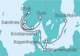 Reiseroute der Kreuzfahrt  Dänemark, Deutschland - MSC Cruises
