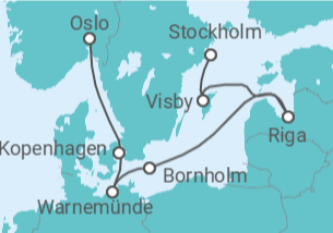 Reiseroute der Kreuzfahrt  Dänemark, Deutschland, Lettland, Schweden Alles Inklusive - MSC Cruises