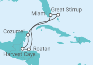 Reiseroute der Kreuzfahrt  Honduras, Mexiko - NCL Norwegian Cruise Line