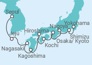 Reiseroute der Kreuzfahrt  Südkorea, Japan - NCL Norwegian Cruise Line