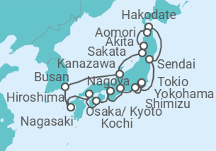 Reiseroute der Kreuzfahrt  Japan, Südkorea - NCL Norwegian Cruise Line