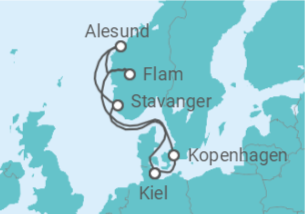 Reiseroute der Kreuzfahrt  Land der Wikinger - Costa Kreuzfahrten