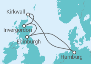 Reiseroute der Kreuzfahrt  Vereinigtes Königreich - Costa Kreuzfahrten