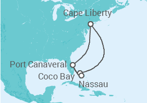 Reiseroute der Kreuzfahrt  USA, Bahamas - Royal Caribbean