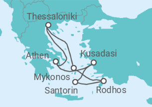 Reiseroute der Kreuzfahrt  Odyssee der Sinne - Celebrity Cruises