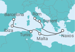Reiseroute der Kreuzfahrt  A Journey through Mediterranean Beauty, Artistic Spirit & Eternal Charms - Explora Journeys