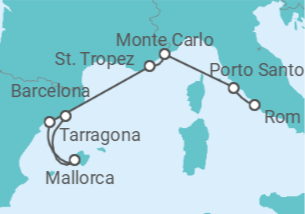 Reiseroute der Kreuzfahrt  A Journey of Treasured Secrets & Chic Promenades - Explora Journeys
