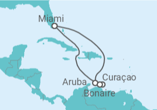 Reiseroute der Kreuzfahrt  Aruba, Bonaire, San Eustaquio y Saba, Curaçao - Celebrity Cruises