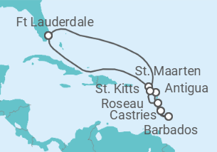Reiseroute der Kreuzfahrt  Sint Maarten, Antigua Und Barbuda, St. Lucia, Barbados - Celebrity Cruises