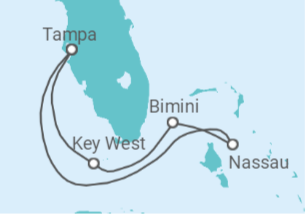 Reiseroute der Kreuzfahrt  USA, Bahamas - Celebrity Cruises