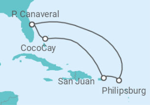 Reiseroute der Kreuzfahrt  Puerto Rico, Sint Maarten - Royal Caribbean