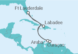 Reiseroute der Kreuzfahrt  Aruba, Curaçao - Royal Caribbean