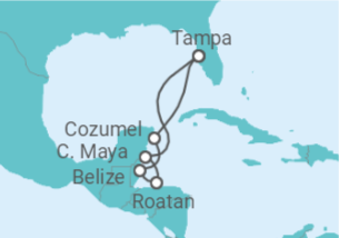 Reiseroute der Kreuzfahrt  Mexiko, Honduras - Royal Caribbean