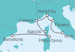 Reiseroute der Kreuzfahrt  A Journey from Elegance & Cultural Essence to Glamour & Antiquities - Explora Journeys