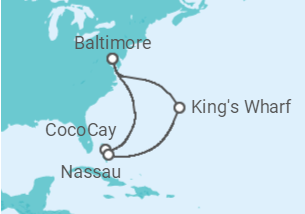 Reiseroute der Kreuzfahrt  Bermudas, Bahamas - Royal Caribbean
