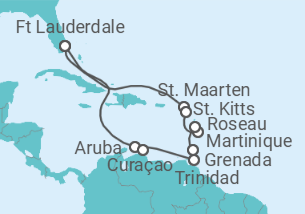 Reiseroute der Kreuzfahrt  Circle Caribbean - Princess Cruises