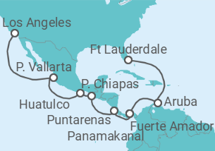 Reiseroute der Kreuzfahrt  Panama Canal - Ocean to Ocean - Princess Cruises