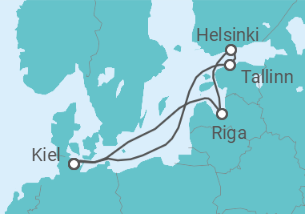 Reiseroute der Kreuzfahrt  7 Nächte - Schönheiten der Ostsee - ab/bis Kiel - Mein Schiff