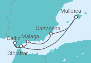 Reiseroute der Kreuzfahrt  7 Nächte - Faszination Mittelmeer - ab/bis Palma - mit Flug - Mein Schiff