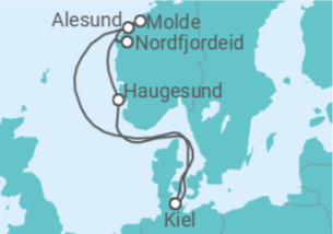 Reiseroute der Kreuzfahrt  7 Nächte - Norwegen mit Alesund - ab/bis Kiel - Mein Schiff