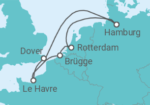 Reiseroute der Kreuzfahrt  7 Nächte - Westeuropas Vielfalt - ab/bis Hamburg - Mein Schiff