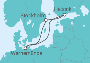 Reiseroute der Kreuzfahrt  5 Nächte - Skandinaviens charmante Hauptstädte - ab/bis Warnemünde - Mein Schiff