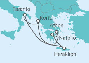 Reiseroute der Kreuzfahrt  7 Nächte - Vielfalt des östlichen Mittelmeers - ab/bis Heraklion - mit Flug - Mein Schiff