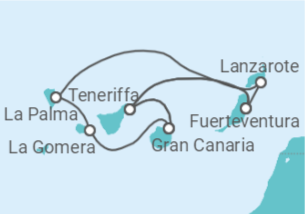 Reiseroute der Kreuzfahrt  Große Rundreise Kanaren & Madeira - mit Flug - AIDA