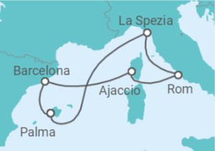 Reiseroute der Kreuzfahrt  Mediterrane Schätze mit Korsika ab Mallorca - mit Flug - AIDA