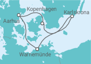 Reiseroute der Kreuzfahrt  Kurzreise nach Schweden & Dänemark ab Warnemünde - mit Flug - AIDA