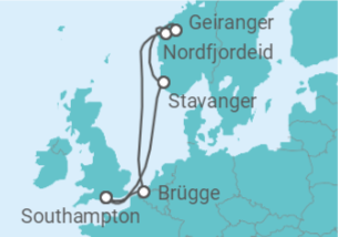 Reiseroute der Kreuzfahrt  Norwegen, Belgien - mit Flug - Celebrity Cruises