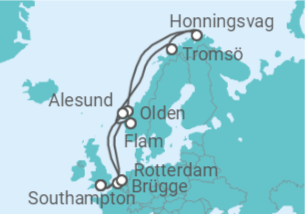 Reiseroute der Kreuzfahrt  Belgien, Norwegen, Niederlande - mit Flug - Celebrity Cruises