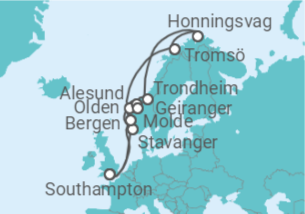 Reiseroute der Kreuzfahrt  Norwegen - mit Flug - Celebrity Cruises