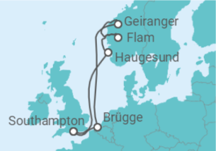 Reiseroute der Kreuzfahrt  Norwegen, Belgien - mit Flug - Celebrity Cruises