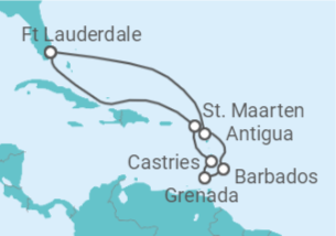 Reiseroute der Kreuzfahrt  Wunderbare Antillen mit Flug - Celebrity Cruises